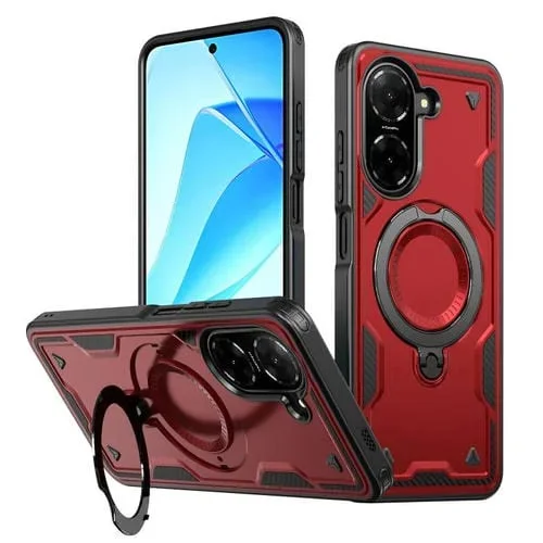 Funda híbrida de TPU con soporte de anillo MagSafe para Redmi A5 4G (171,7 mm) y Poco C71 (roja)