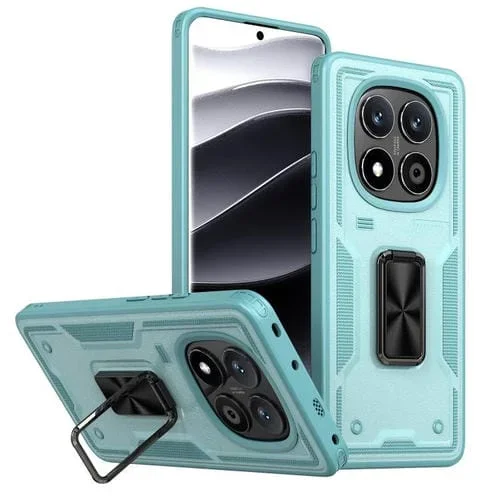 Funda Híbrida de TPU para Teléfono con Soporte de Anillo para Redmi Note 14 Pro 5G (Azul)