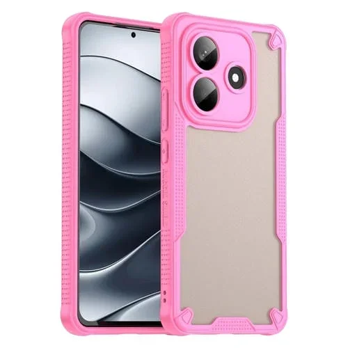 Funda Híbrida de TPU y PC con Protección Glaseada para Redmi Note 14 5G (Rosa)