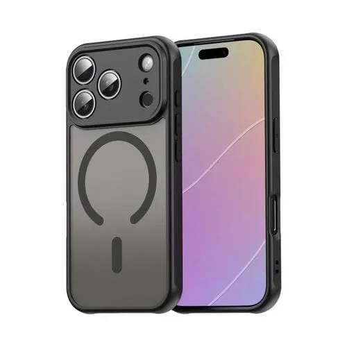 Funda híbrida de TPU y PC esmerilada Magsafe para iPhone 17 Pro Fan Dun Series (negra)