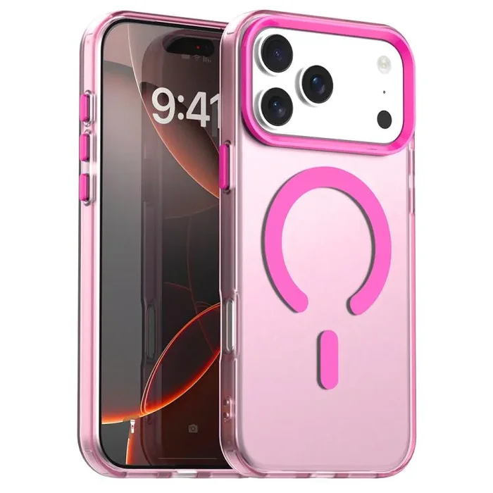 Funda híbrida de TPU y PC Magsafe Candy para iPhone 17 Pro (tipo C, color rojo)