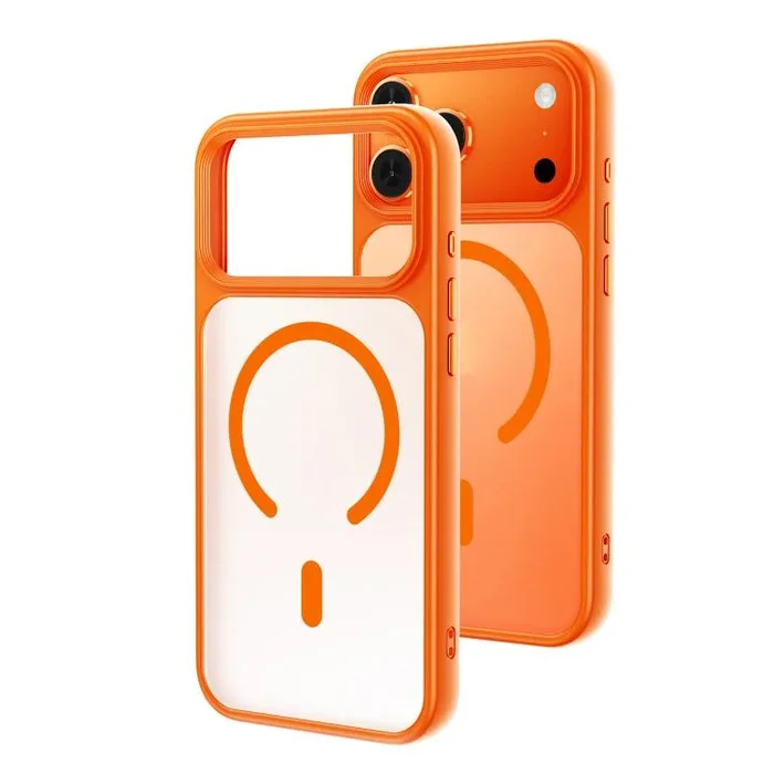 Funda híbrida de TPU y PC MagSafe con acabado en aerosol de aceite para iPhone 17 Pro (naranja)