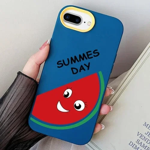 Funda híbrida para iPhone 7 Plus/8 Plus TPU con PC Sandía (Azul Real)
