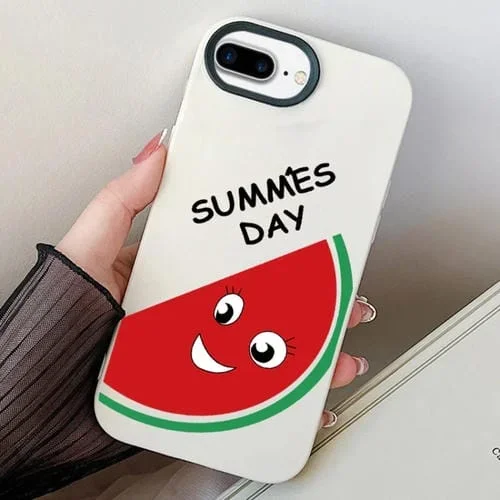 Funda híbrida para iPhone 7 Plus/8 Plus TPU con PC Sandía (Blanco)