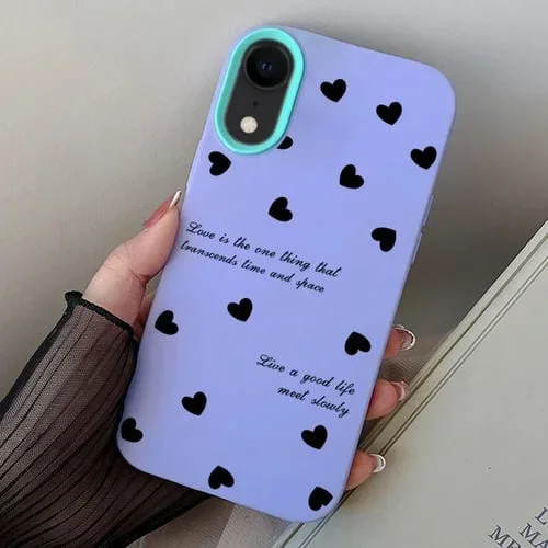 Funda híbrida para iPhone Xr Love Hearts PC y TPU (Púrpura)