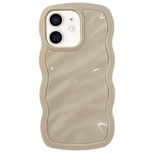Funda híbrida para teléfono iPhone 11 TPU con ondas color sólido PC (Beige)