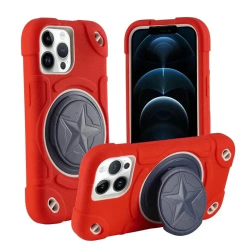 Funda híbrida para teléfono iPhone 12 Pro Max Shield PC de silicona (Rojo)