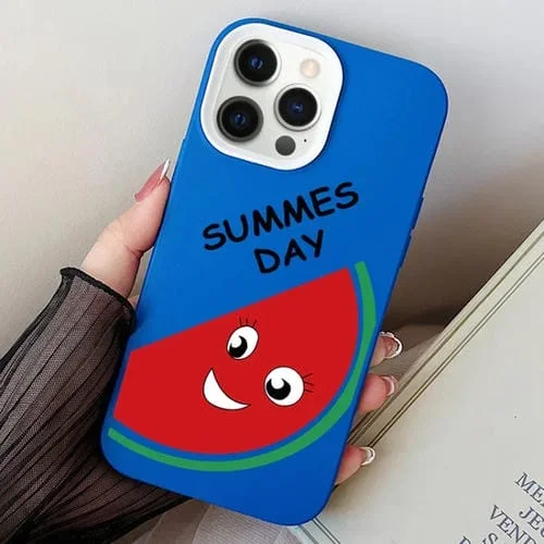 Funda híbrida para teléfono iPhone 12 Pro Max Watermelon PC TPU (Azul)