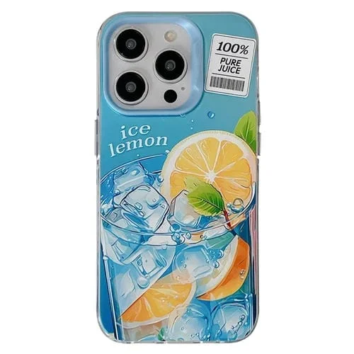 Funda híbrida para teléfono iPhone 15 Pro PC de TPU (Naranja) (Azul)
