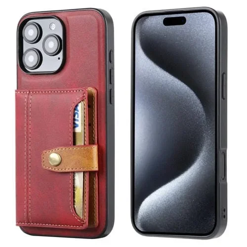 Funda Híbrida Poliuretano Termoplástico TPU con Ranura para Tarjetas iPhone 16 Pro Max (Rojo)