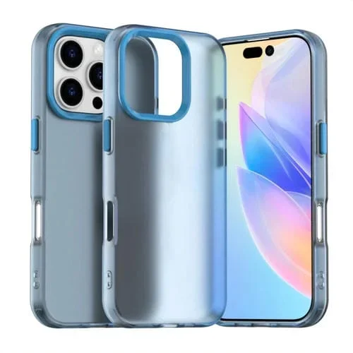 Funda híbrida TPU iPhone 16 Pro a prueba de golpes con diseño frutas y caramelos (Azul)