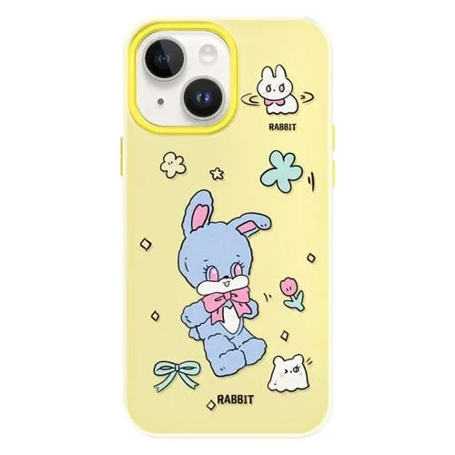 Funda híbrida TPU PC iPhone 15 Plus con Tacto Sedoso (Azul y Amarillo)