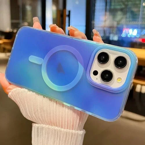 Funda híbrida TPU PC Magsafe Degradado Ink Gen2 para iPhone 15 Pro Max (Azul)
