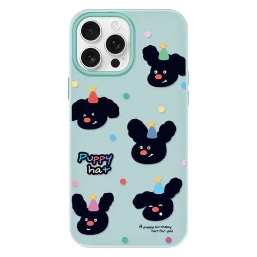 Funda híbrida TPU Policarbonato iPhone 13 Pro Max Sombrero de Cachorro (Verde Claro)