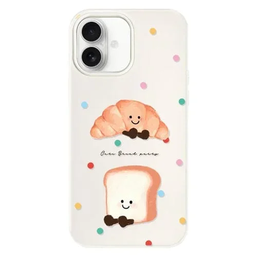 Funda híbrida TPU Policarbonato iPhone 16 Plus Pan con Lunares Blanco