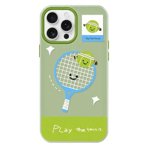 Funda híbrida TPU Policarbonato iPhone 16 Pro Max con Tacto Sedoso (Play Tennis Green)
