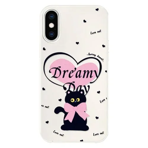 Funda híbrida TPU Policarbonato iPhone Xs Max protección (Love Cat White)