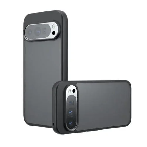 Funda híbrida TPU y PC con orificio preciso para Google Pixel 9/9 Pro (Negro Esmerilado)