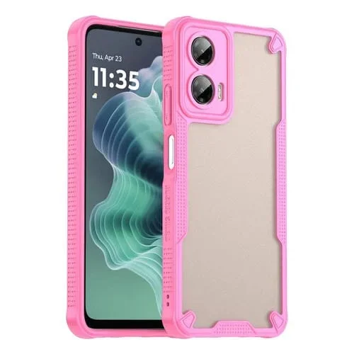 Funda Híbrida TPU y PC con Protección Glaseada para Motorola Moto G35 5G (Rosa)