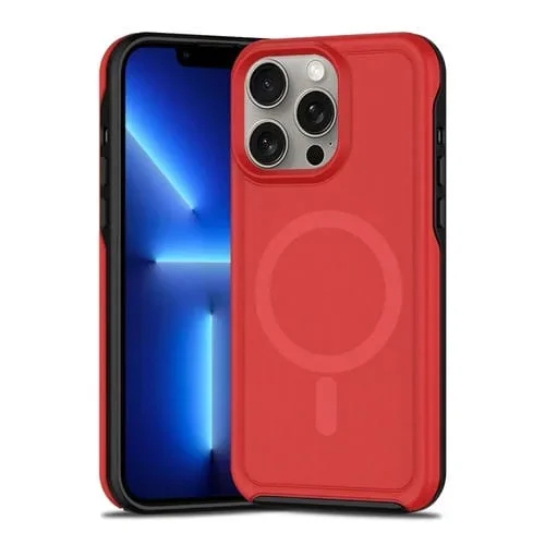 Funda híbrida TPU y PC con Protección Magsafe para iPhone 13 Pro Max (Rojo y Negro)