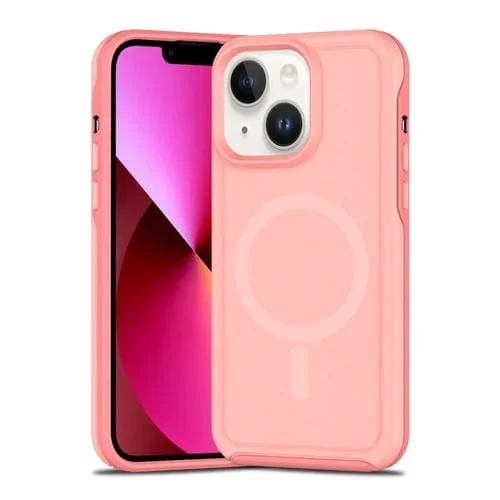 Funda híbrida TPU y PC con Protección Magsafe para iPhone 13 (Rosa Claro y Rojo Coral)