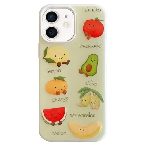 Funda híbrida TPU y PC iPhone 12 a prueba de golpes con dibujos animados (Serie Fruit)
