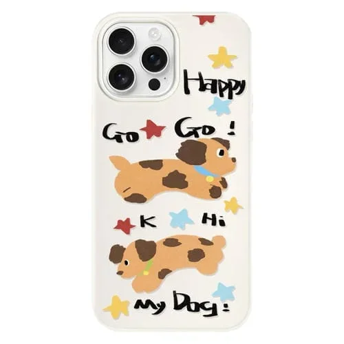 Funda Híbrida TPU y PC iPhone 12 Pro Max Tacto Sedoso (Perro Feliz, Blanco)
