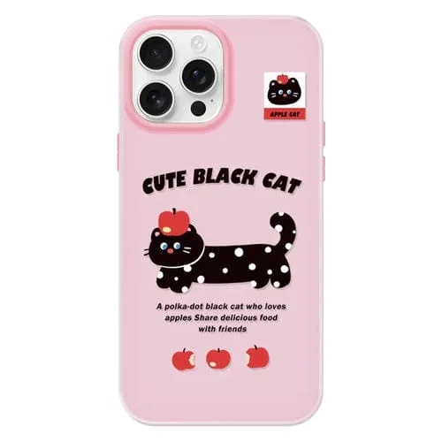 Funda híbrida TPU y PC iPhone 13 Pro Max Tacto Sedoso (Apple Black Cat Pink)