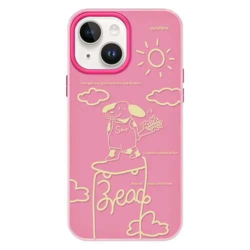 Funda híbrida TPU y PC iPhone 14 Tacto Sedoso (Rosa Cachorro)