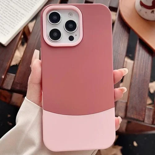 Funda híbrida TPU y PC para iPhone 13 Pro con contraste de color 2 en 1 (Rosa, Rojo y Rosa)