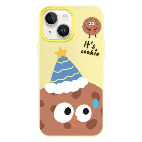 Funda Híbrida TPU y PC para iPhone 14 Plus con Tacto Agradable (Celebration Cookies Yellow)
