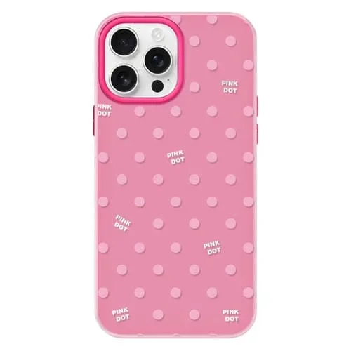 Funda híbrida TPU y PC para iPhone 14 Pro con Tacto Sedoso (Lunares, Rosa y Rojo)