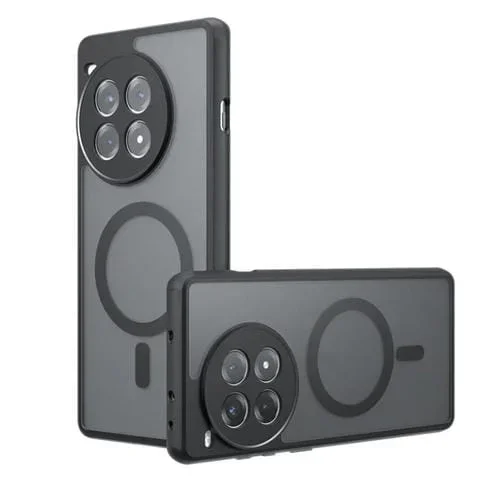 Funda híbrida TPU y PC para OnePlus Ace 3 Pro Armor Magsafe con orificio preciso (Negro Esmerilado)