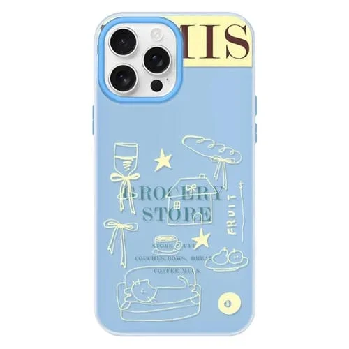 Funda híbrida TPU y PC Shop Line para iPhone 13 Pro Max (Draft Blue)