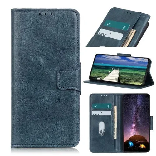 Funda horizontal de cuero Mirren Crazy Horse para iPhone 14 Pro Max (Azul)