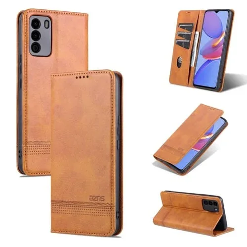 Funda Horizontal Flip para U-Magic Magic 30E Azns con Ranuras y Soporte para Tarjetas y Billetera (Marrón Claro)