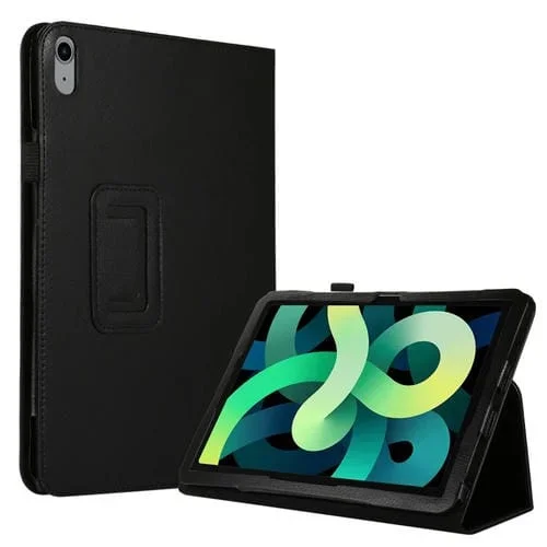 Funda Inteligente de Cuero con Textura de Lichi para iPad 2025/2022 con Soporte (Negro)