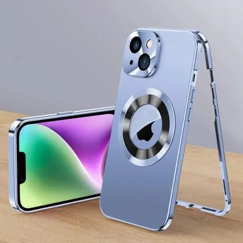 Funda Magnética de Vidrio Templado para iPhone 14 Función HD (Azul Sierra)