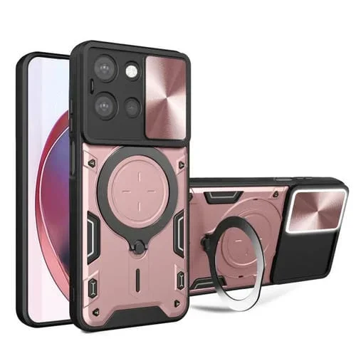 Funda Magnética Deslizante con Textura de Cd para Motorola Moto G 2025 (Rosa)