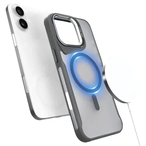 Funda Magnética Magsafe para iPhone 16 con Soporte de Metal (Gris)