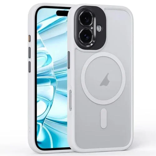 Funda Magnética para iPhone 16 con Orificio Fino y Esmerilado Magsafe (Blanca)