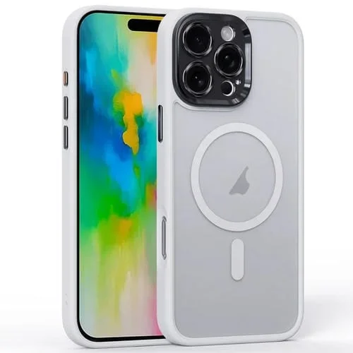 Funda Magnética para iPhone 16 Pro Max con Orificio Fino y Esmerilado Magsafe (Blanca)
