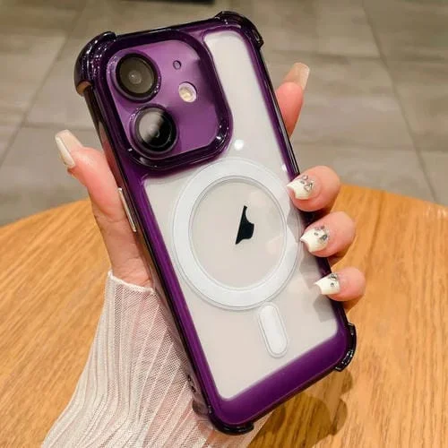 Funda Magnética para Teléfono iPhone 12 Magsafe Acrílico Transparente TPU (Púrpura)