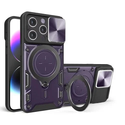 Funda Magnética para Teléfono iPhone 15 Pro Max Cd Texture Sliding Camshield (Púrpura)