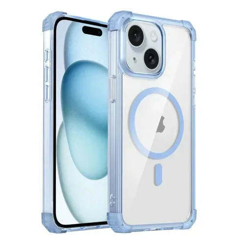 Funda Magnética Transparente Magsafe para iPhone 15 (Azul)