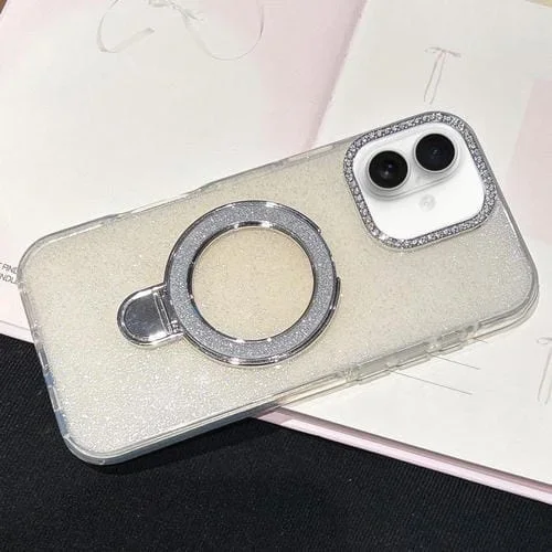 Funda MagSafe con diamantes y purpurina degradada para iPhone 17 (amarillo claro)