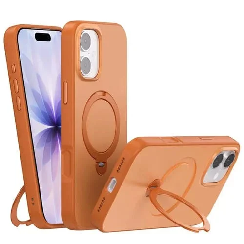 Funda Magsafe con soporte giratorio y color de contraste para iPhone 17 (naranja)