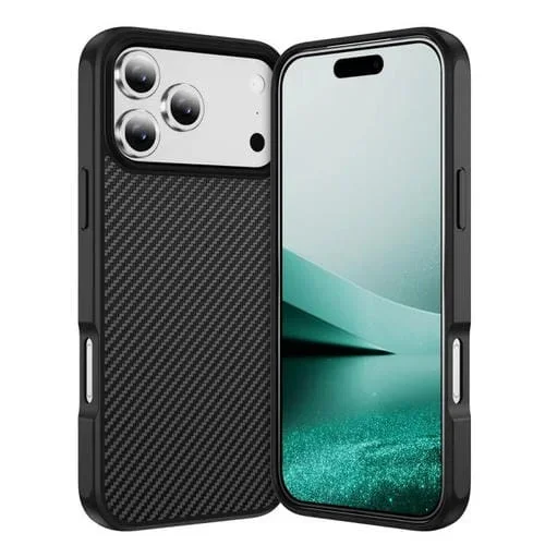 Funda MagSafe con textura de fibra de carbono y tacto suave para iPhone 17 Pro (negra)