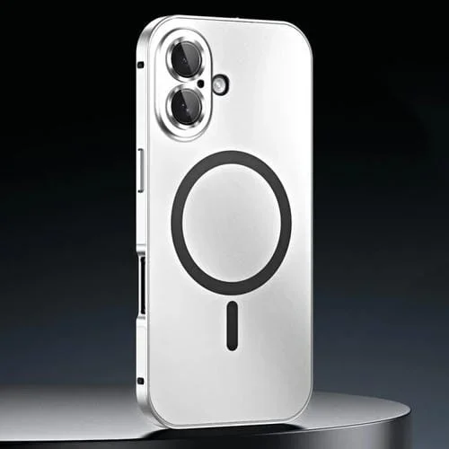 Funda metálica magnética MagSafe con hebilla de resorte para iPhone 17 (plateada)