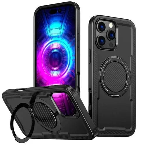 Funda metálica MagSafe con rotación de 360 grados para iPhone 16 Pro (negra)